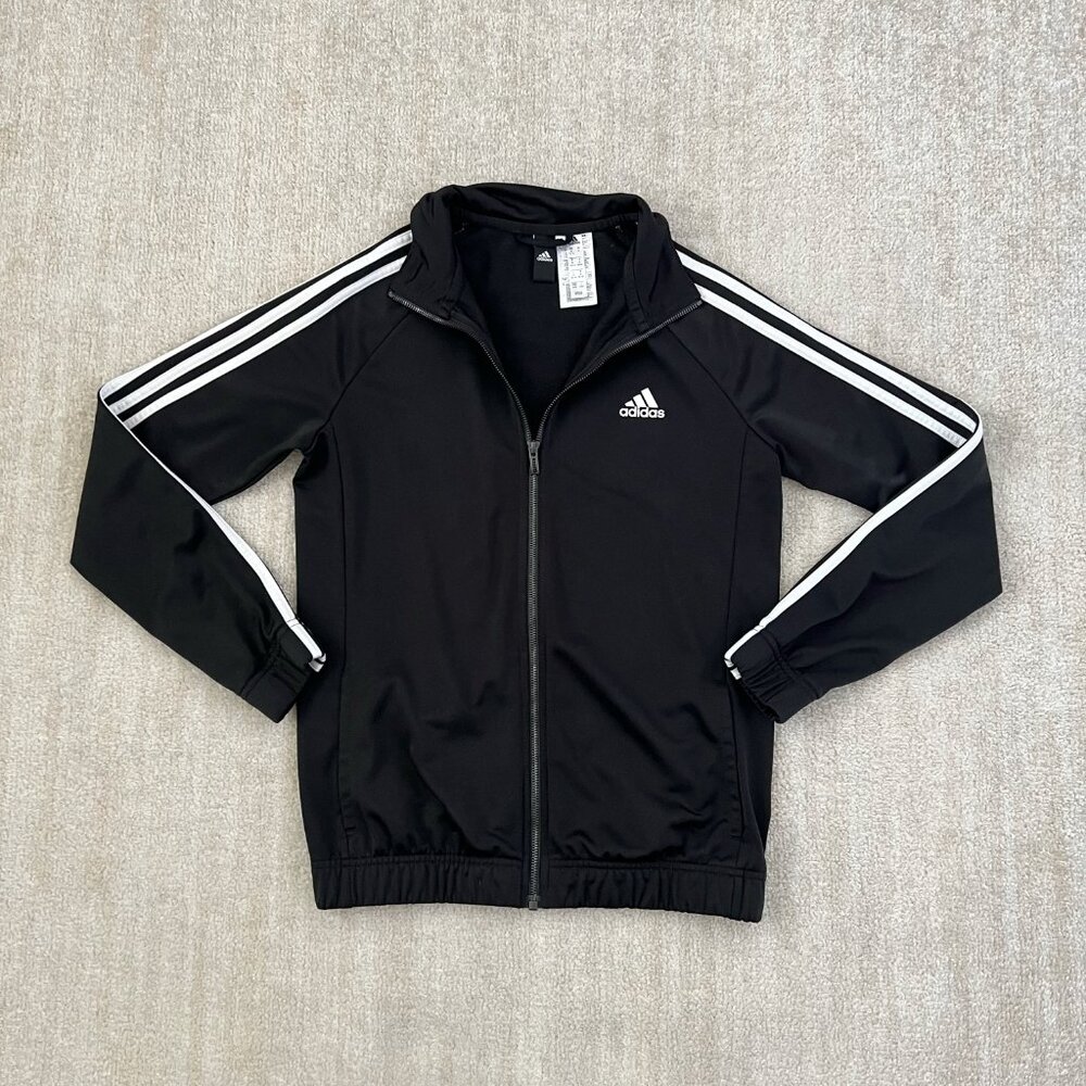 2/$25 SALE - adidas Black Track Jacket with White Stripes